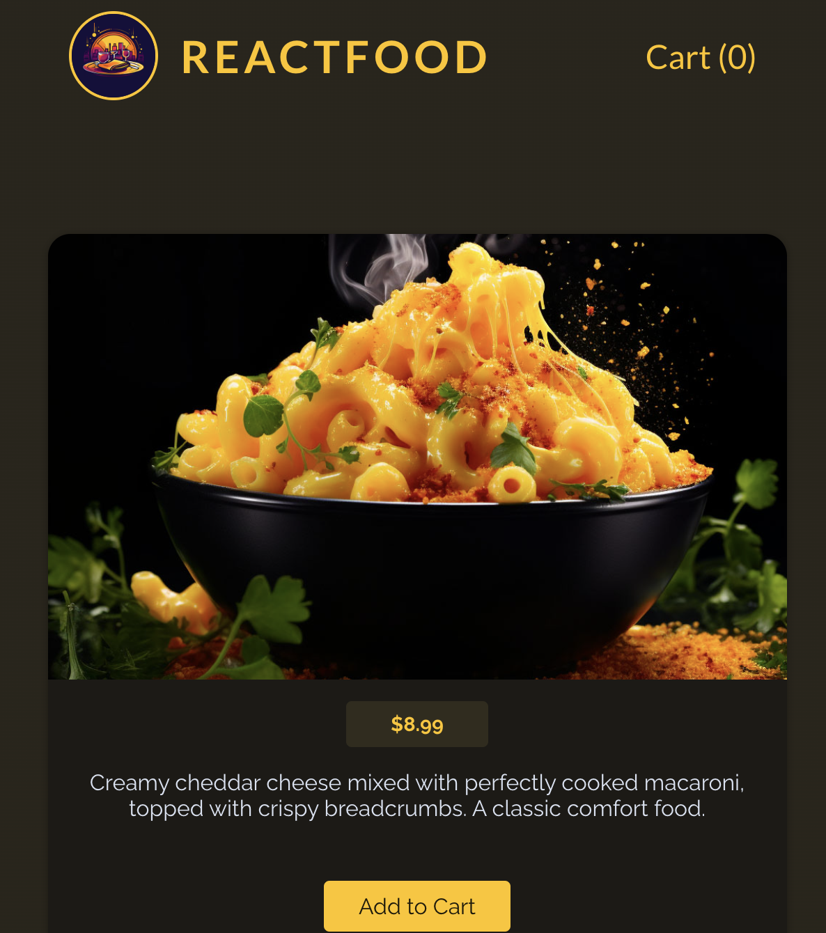 Screenshot of Food Order web app.